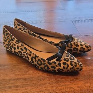 LC Lauren Conrad Leopard Print Flats with Black Bow